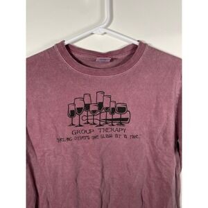 Wine Dyed Group Therapy Graphic T-Shirt Funny Saying Casual Top‎ Women's Size M